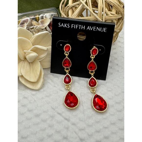 Red Teardrop Multi-Stone Dangle Earrings – Saks Fifth Avenu - Picture 4 of 5